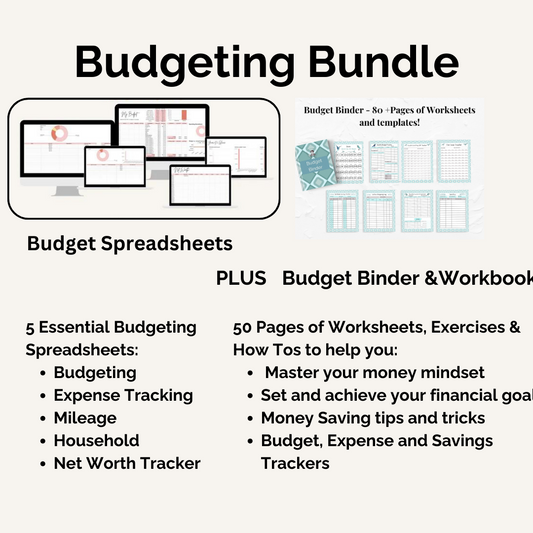 Deluxe Budgeting Bundle - Budget Binder, Budgeting Spreadsheets PLUS Money Moxie Workbook